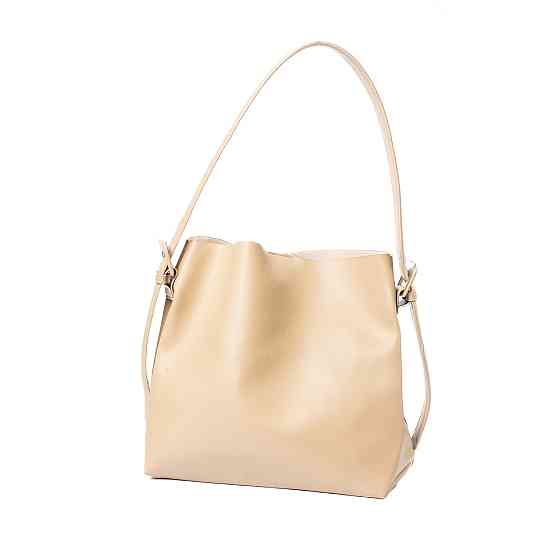 Сумка женская на плечо вместительная стильная из искусственной кожи, Бежевый Каменец-Подольский