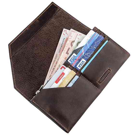 Шкіряний клатч унісекс на магніті GRANDE PELLE 11215 Коричневий Київ