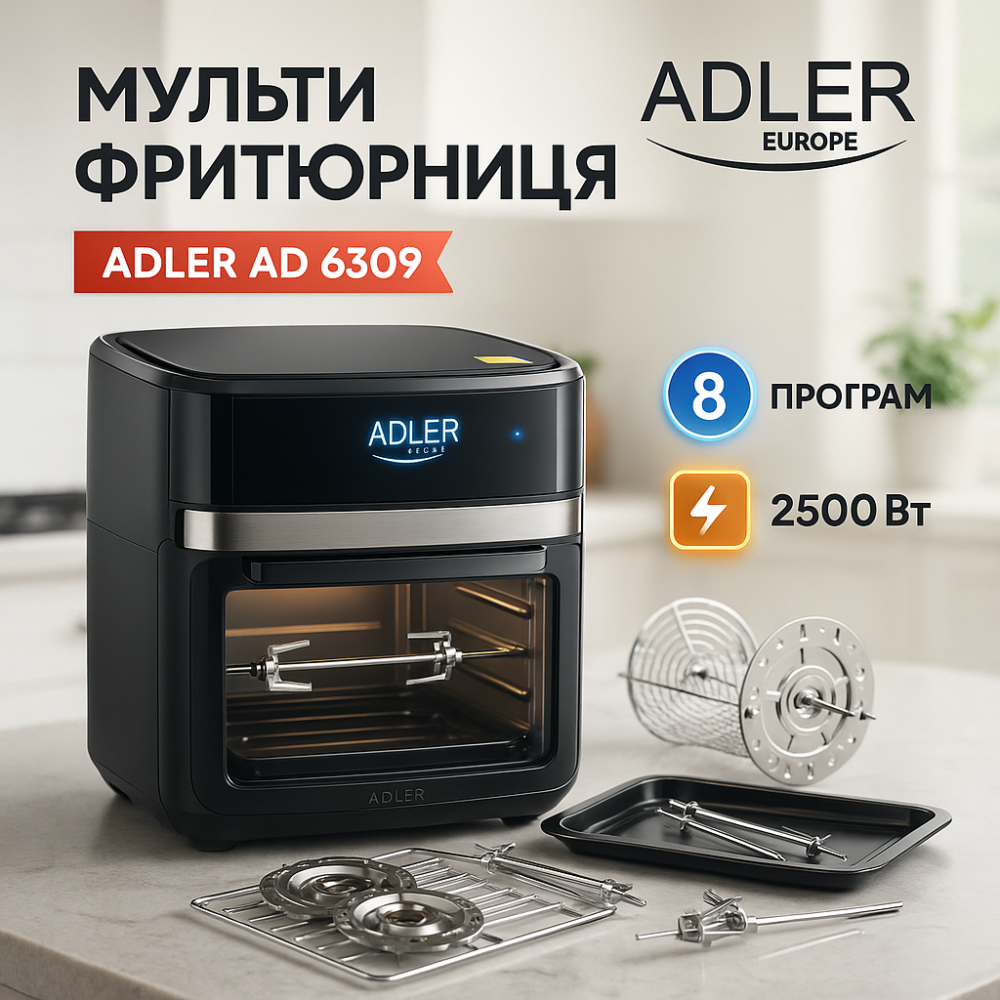Аерофритюрниця Мультипіч Adler AD 6309 13Л 2500Вт LF-85 Львів - фото 20