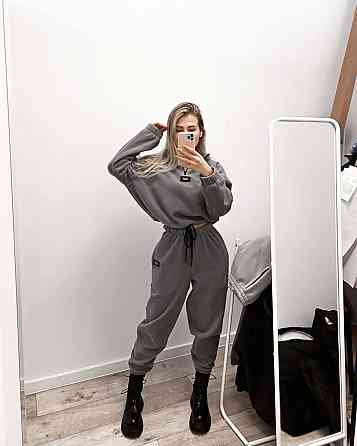 Жіночий теплий прогулянковий костюм двійка з двостороннього щільного флісу Графіт, 42/44 Одеса