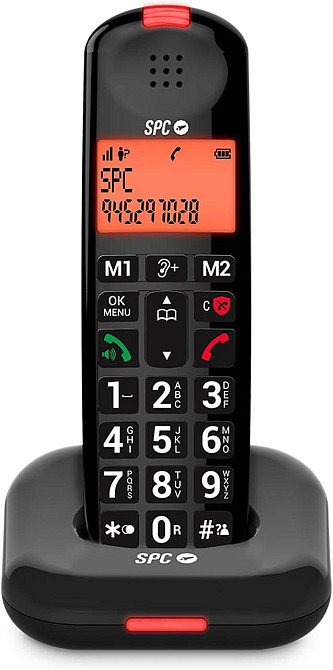 Телефон SPC Comfort Kairo чорний DECT бездротовий для літніх великі кнопки гучний сумісний зі слух. апаратами блокування викликів Київ - фото 1