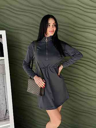 Трикотажное платье оверсайз на кулиске 