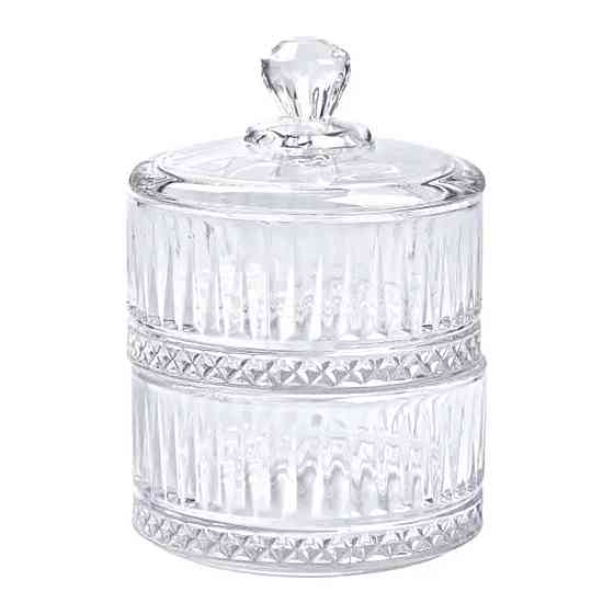 Yiwu Цукерниця скляна дворівнева Ø 10 см кругла HP-YH-71 Київ