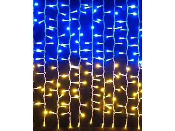 Гірлянда-шторка Водоспад-лінза 120LED жовто-синій 1,8*1,2м 220В (12ліній) ТМ КИТАЙ Київ