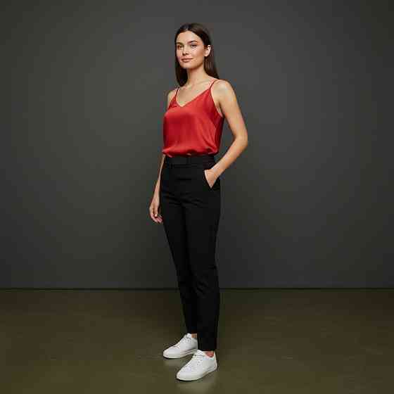 Шовкова майка на тонких бретельках Червоний M/L Харків