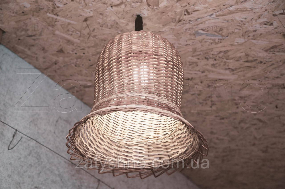 Плетена бра у формі дзвін із лози | люстри плетені з лози  | торшери абажури бра Київ - фото 1