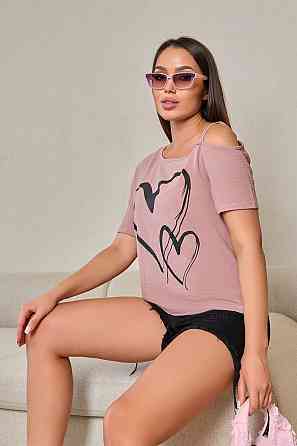 Літня блузка з відкритим плечем "Elis"| Норма і батал | Розпродаж моделі Фрезовий, 50-52 Київ