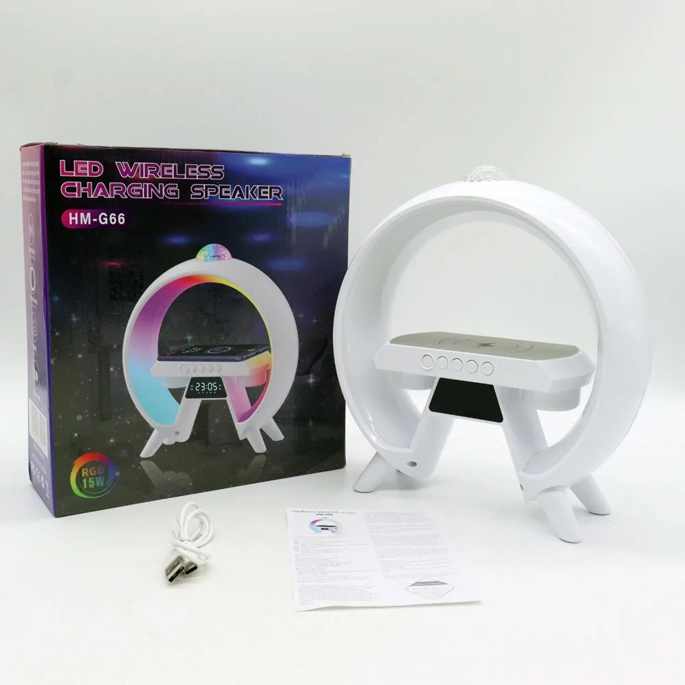 Лампа настольная HM-G66 смарт ночник с проекцией USB Bluetooth с беспроводной зарядкой Белый Винница - изображение 5