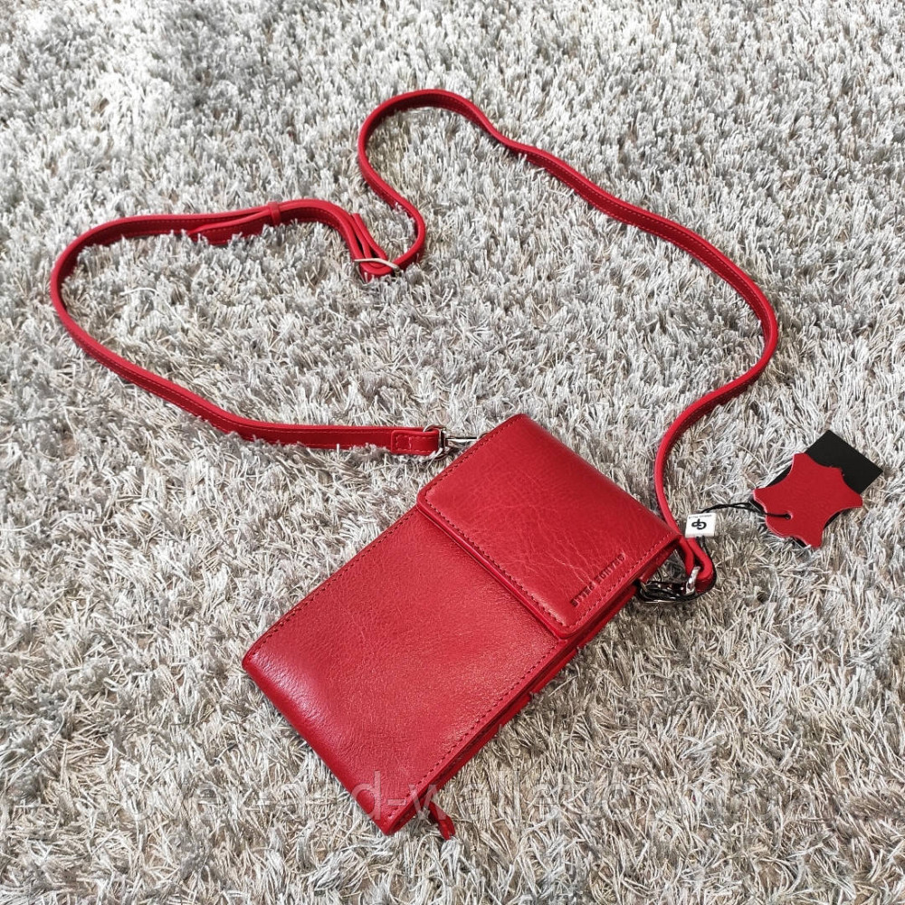 Женская красная кожаная сумка кошелек через плечо Grande Pelle Киев - изображение 1