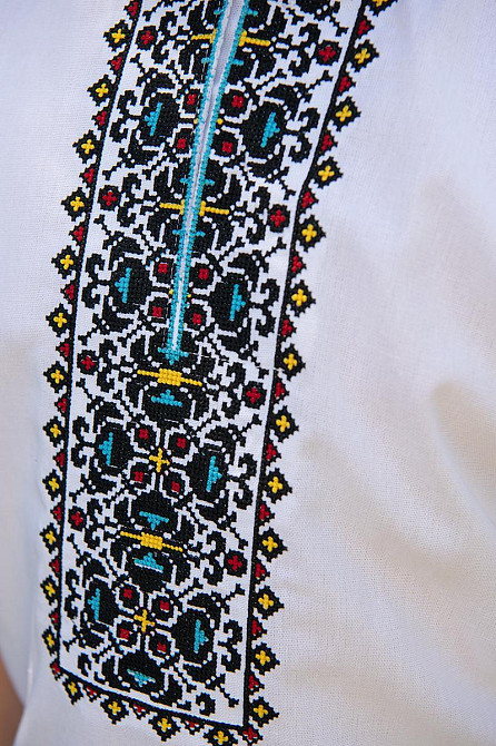 Вишиванка для хлопчиків, лляна, біла, короткий рукав, топ Київ - фото 3