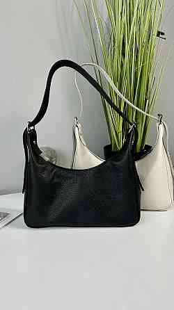 Женская кожаная сумочка, Стильная сумка из натуральной кожи, Маленькая черная сумка на плечеMasterSem Киев