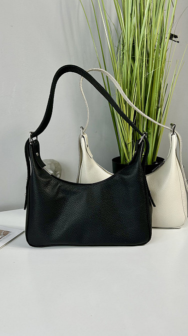 Женская кожаная сумочка, Стильная сумка из натуральной кожи, Маленькая черная сумка на плечеMasterSem Киев - изображение 6
