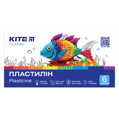 Пластилин Kite Classic восковой 6 цветов, 120 г (K-081) Винница - изображение 1