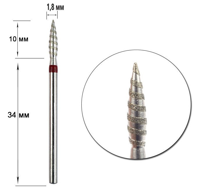 НАСАДКА С АЛМАЗНЫМ НАПЫЛЕНИЕМ ТОРНАДО ПЛАМЕВИДНАЯ КРАСНАЯ. Киев - изображение 1