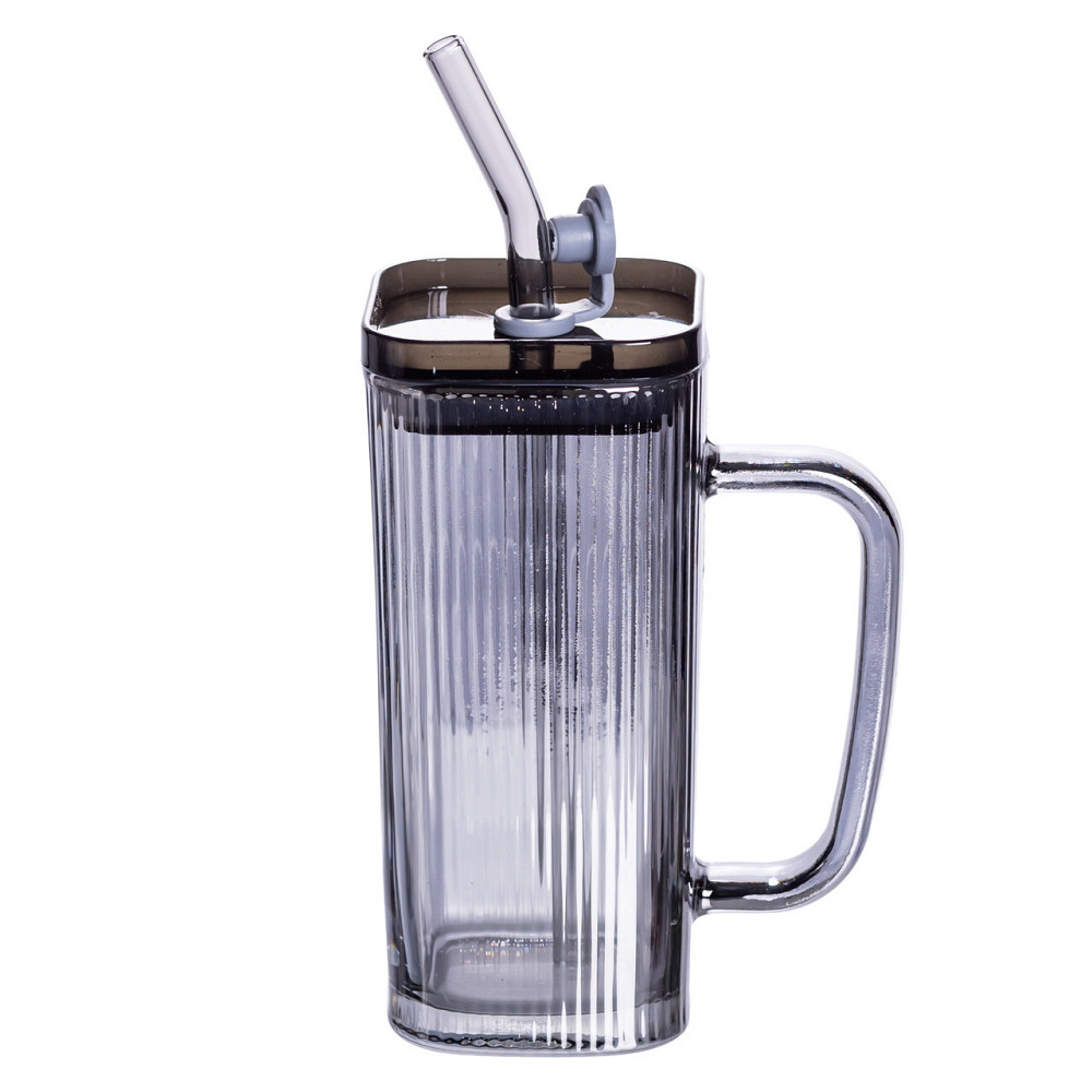 Стеклянная кружка с крышкой и трубочкой 280 мл Киев - изображение 2