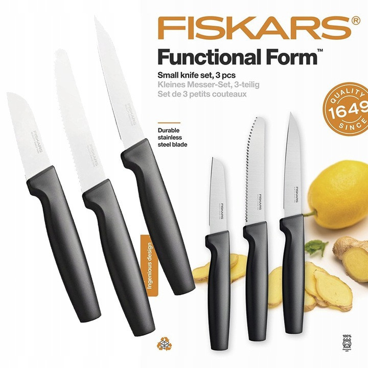 Кухонный Набор малых Ножей 3 предмета Fiskars 
