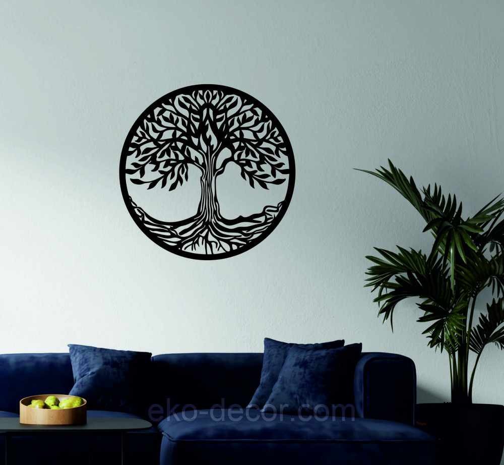 Декоративное настенное 3D Панно «Дерево в кругу» Декор на стену с объемом 70*70 см, Черный Киев - изображение 2