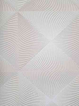 Шпалери вінілові на флізеліні Sintra Simmetria геометрія фігури ромби смуги 3д коричневі білі срібло 524725 Київ