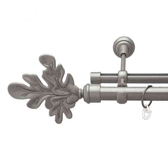 Карниз Orvit Листок Дуба металевий дворядний опозитний гладка \ профільна труба кільце металеве Сатин 25\19 мм Львов