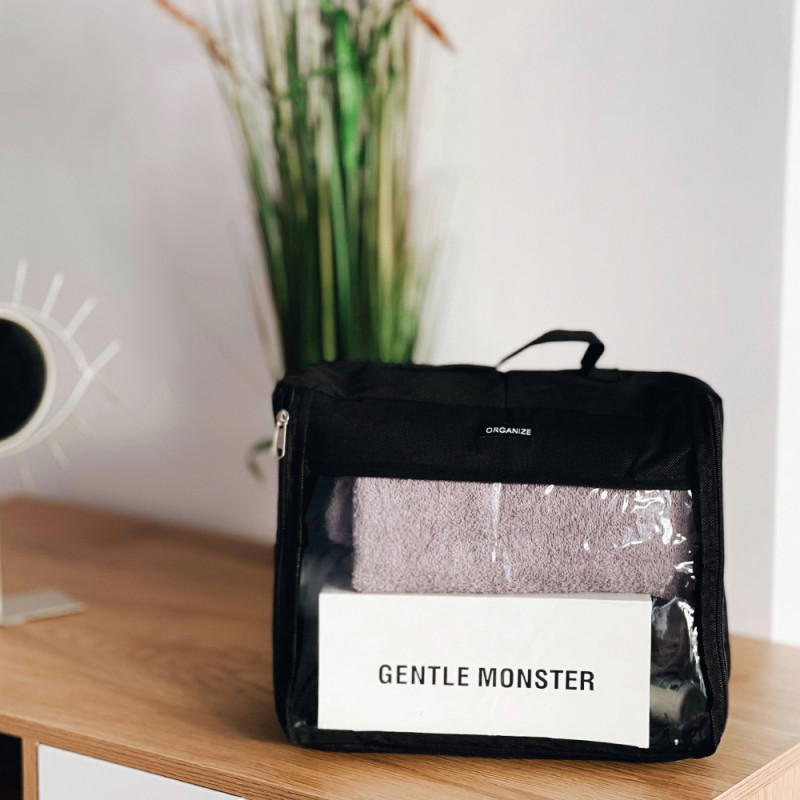 Середня дорожня сумка для речей з ручкою та прозорою вставкою P002 30x27x12 см (Чорний) Суми - фото 1