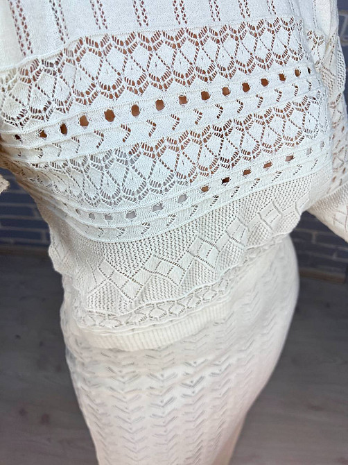 Костюм жіночий Mintas 2414-2416 прозорий ажурний спідниця розрізи та реглан one size, молочний, one size Київ - фото 5