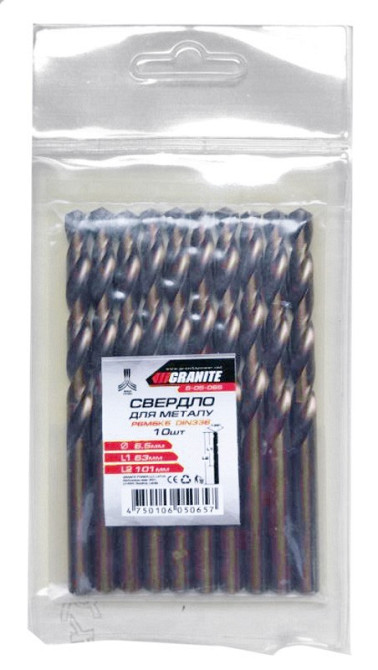 GRANITE Свердло для металу GRANITE COBALT HSS 6.5х101 мм 6-05-065 Київ - фото 4