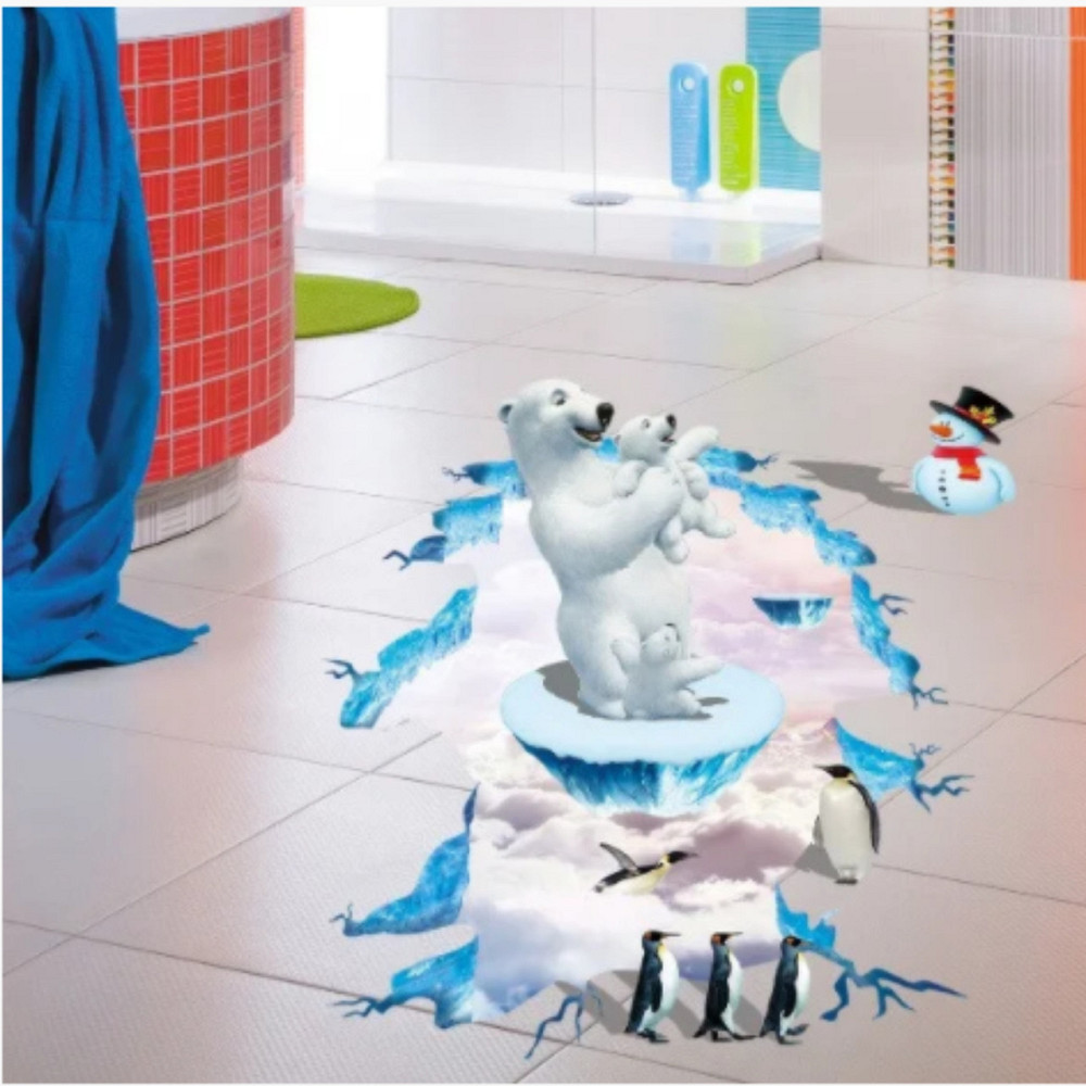 Інтер'єрна наклейка на підлогу Білі ведмедики Київ - фото 7
