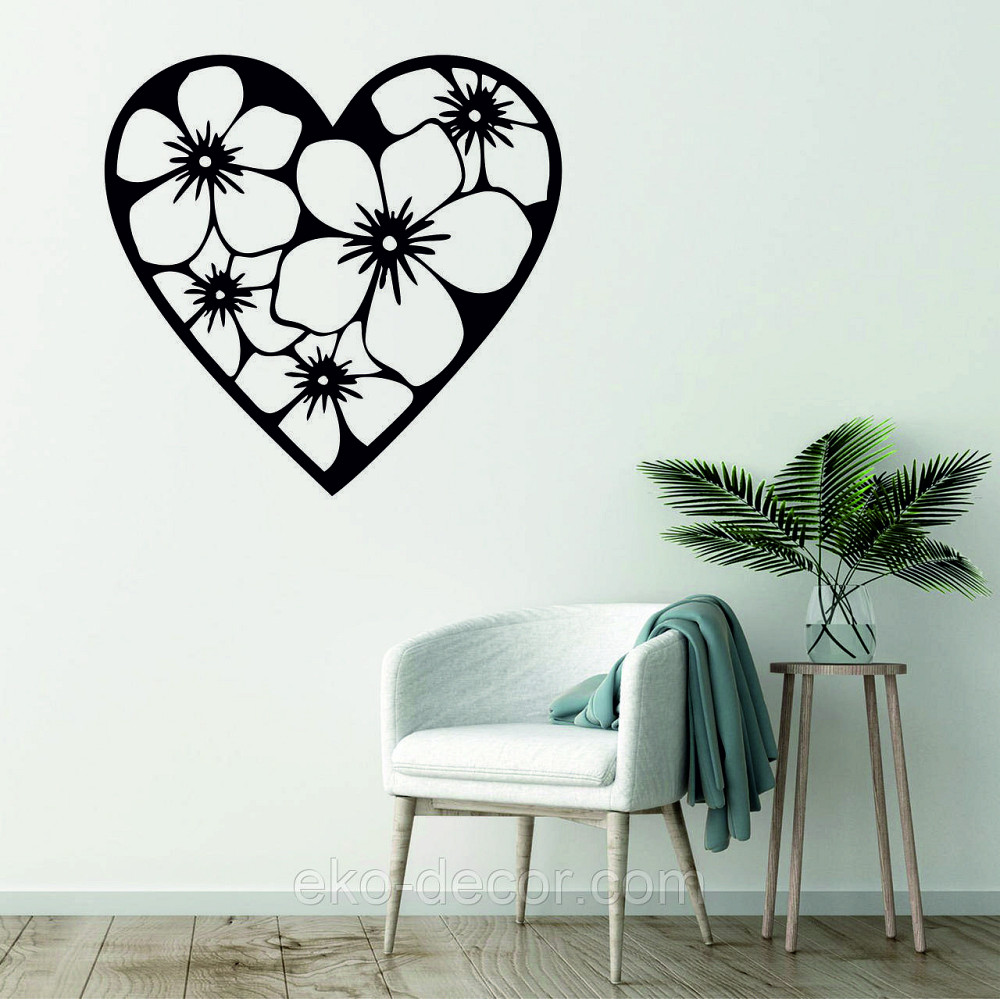 Декоративное настенное Панно «Сердце» Декор на стену 70*67 см, Черный Киев - изображение 4