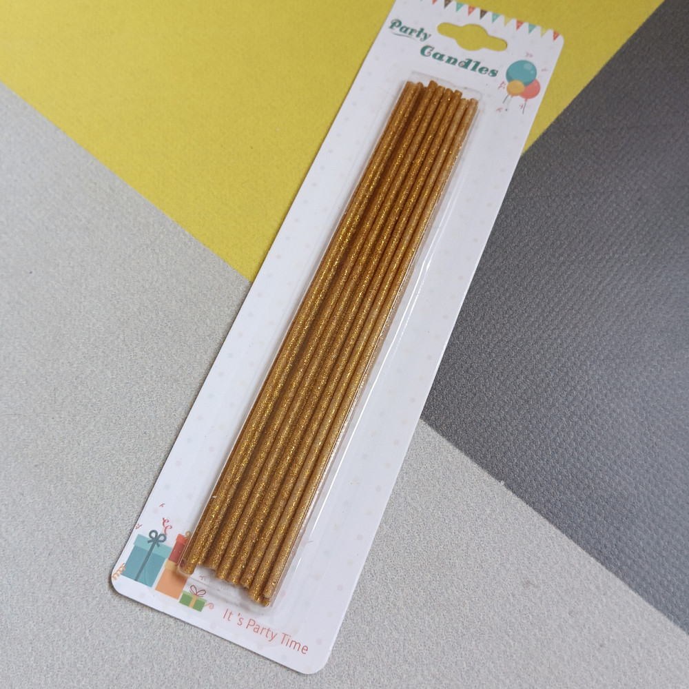 Свічки для торта слім золото 16 шт. Київ - фото 1