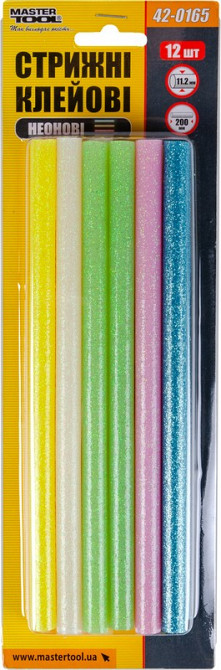Стрижні клейові MASTERTOOL 11.2х200 мм 12 шт кольорові неонові 42-0165 Коломыя - изображение 2