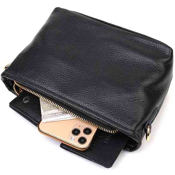 Невелика сумка на плече з натуральної шкіри Чорна (Vintage) Київ