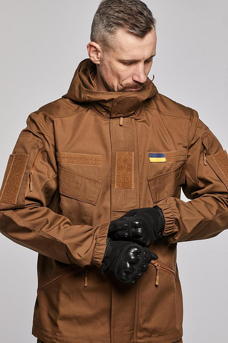 Тактическая летняя куртка койот с капюшоном , мужская военная куртка рип стоп лето легкая штурмовая Львов - изображение 4