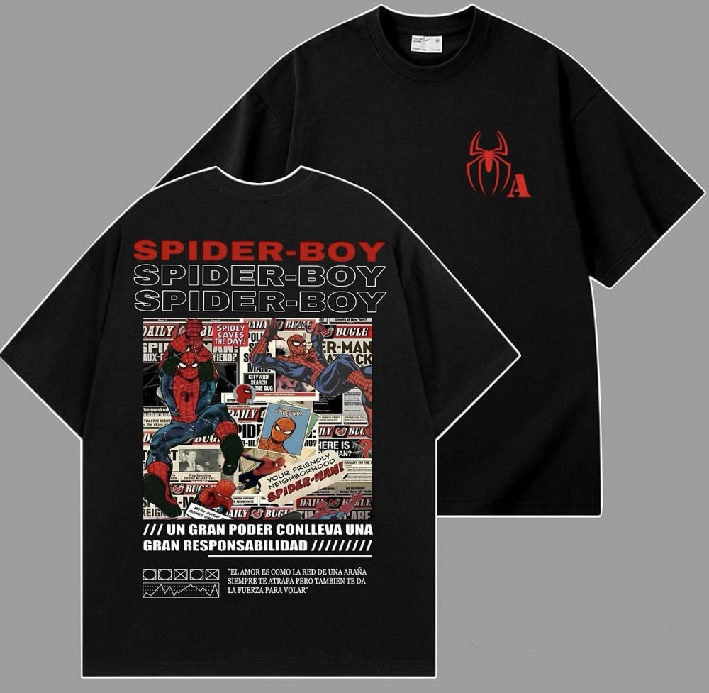 Футболка Spider-Boy в стилі коміксів (буква у павука — індивідуальна) Білий, M Чернівці - фото 1