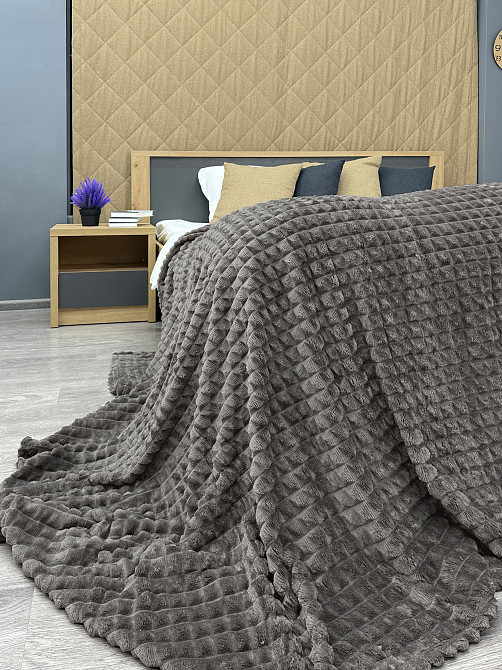 Плед-покривало Кубик 200х220 см (+-10см) Темно-сірий (87-227) Київ - фото 8