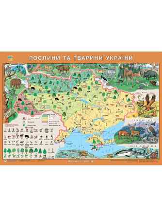 Карта Рослини та тварини України, м 1:3 000 000 картон/планки, шт Киев