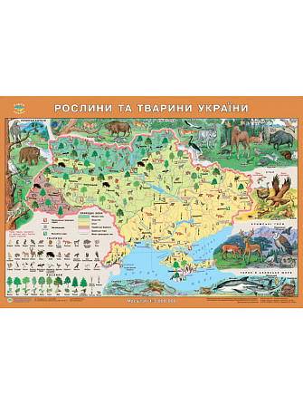 Карта Рослини та тварини України, м 1:3 000 000 картон/планки, шт Киев - изображение 1