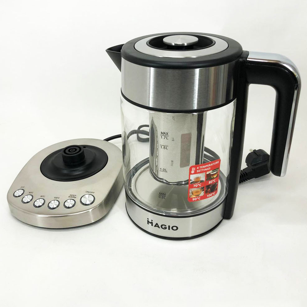 Тихий електричний чайник MAGIO, Скляний електрочайник з вбудованим підсвічуванням TX-95 Львів - фото 2