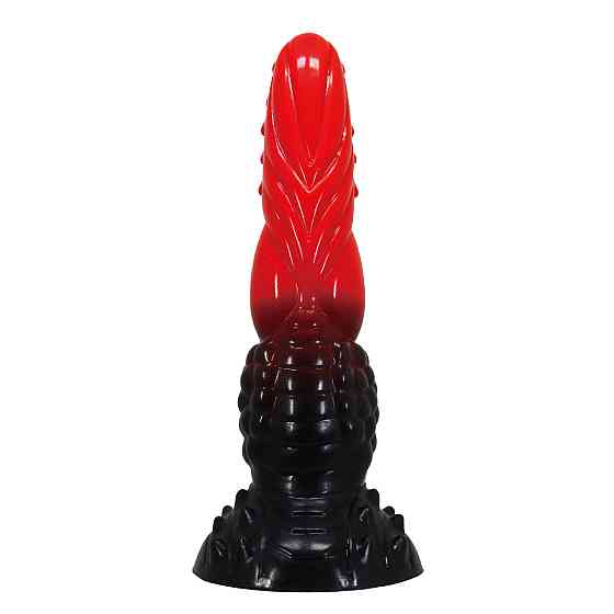 Фаллоимитатор силиконовый Power Monsters Fire Dragon на присоске, черно-красный, 5.5 см х 24.5 см Sex Aura Киев