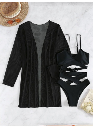 Жіночий купальник роздільний трійка Чорний S Харків