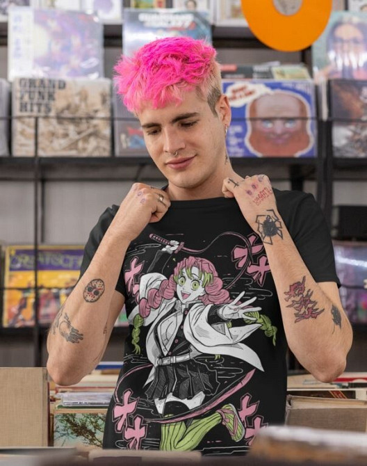 Футболка з аніме принтом Вбивця демонів оверсайз (S/M/L) Чорний AnimeJ1026 Дніпро - фото 2