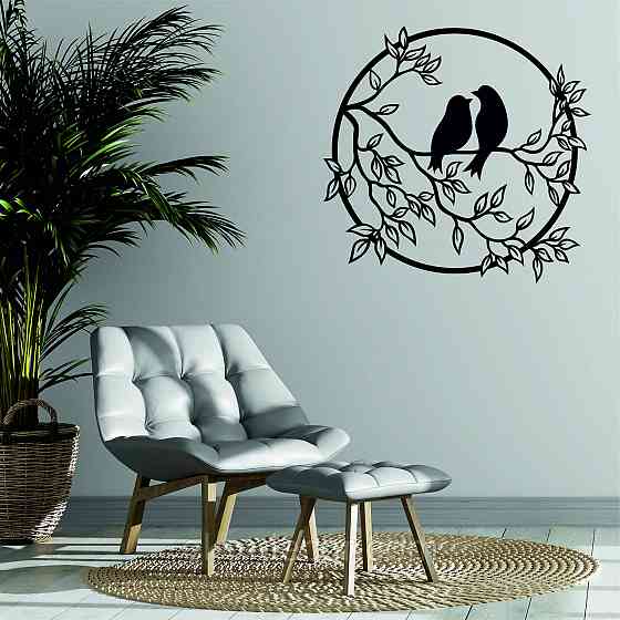 Декоративне настінне Панно «Пташки на гілці», Декор на стіну 70*67 см, Чорний Київ