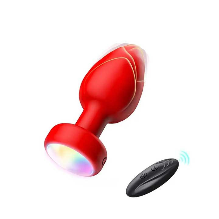 Анальна пробка що світиться з вібрацією і Д/У Light Anal Plug 3,5*9 см червона — Анальні іграшки Вінниця - фото 1