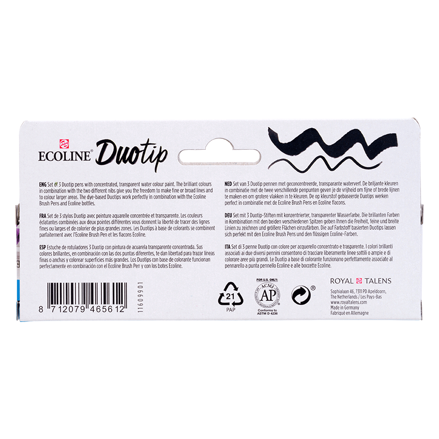 Набір маркерів акварельних двосторонніх ECOLINE DUO TIP Secondary 3шт Royal Talens Київ - фото 5