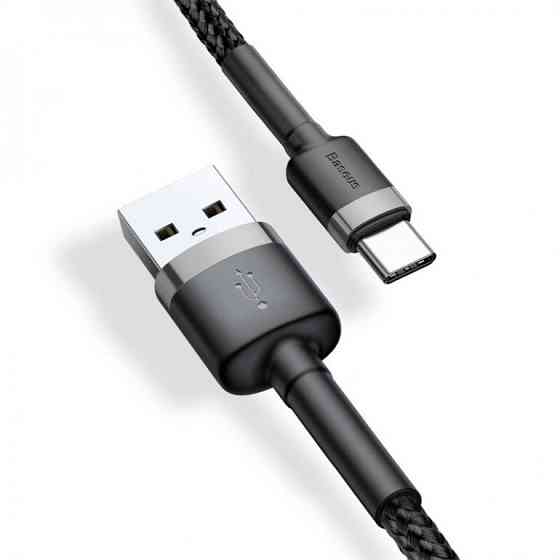 Кабель Baseus Cafule USB 2.0 to Type-C 3A 1M Чорний/Сірий (CATKLF-BG1) Київ