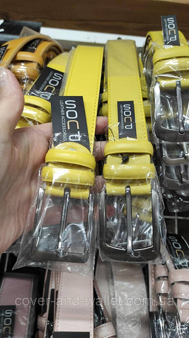 Стильний жіночий ремінь жовтого кольору з натуральної шкіри 35мм PS Leather Київ - фото 9