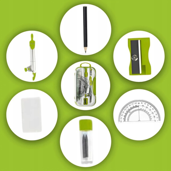 Геометричний набір 10 предметів лінійка, циркуль, транспортир, шкільний кутник Maaleo (26170) Нововолинськ - фото 7