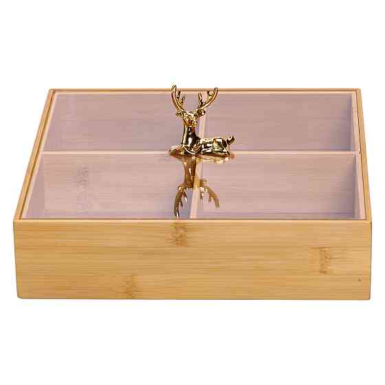 Менажниця дерев'яна на 4 секції з кришкою квадратна HB-40-1 Коломия