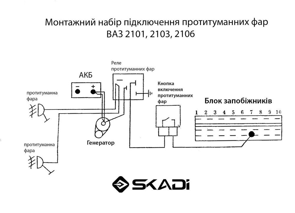 Проводка противотуманной 2101, 2103, 2106 (кнопка, реле) фары Мукачево - изображение 2