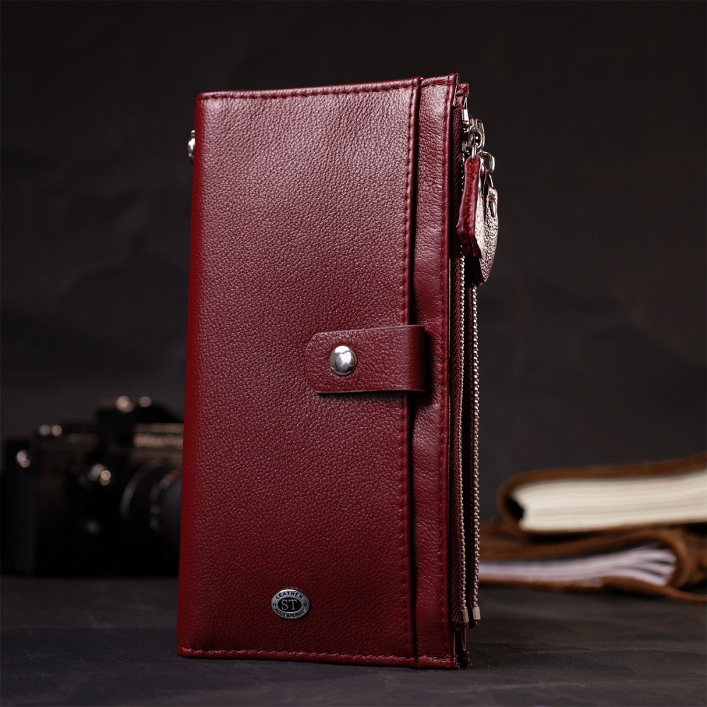 Стильний та яскравий жіночий гаманець-клатч ST Leather 19433 Бордовий Київ - фото 3