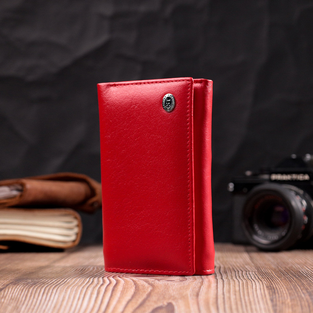 Женский кошелек в три сложения из натуральной кожи ST Leather 19469 Красный Киев - изображение 8